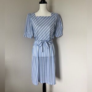 Vintage Oops California Blue and White Midi Dress